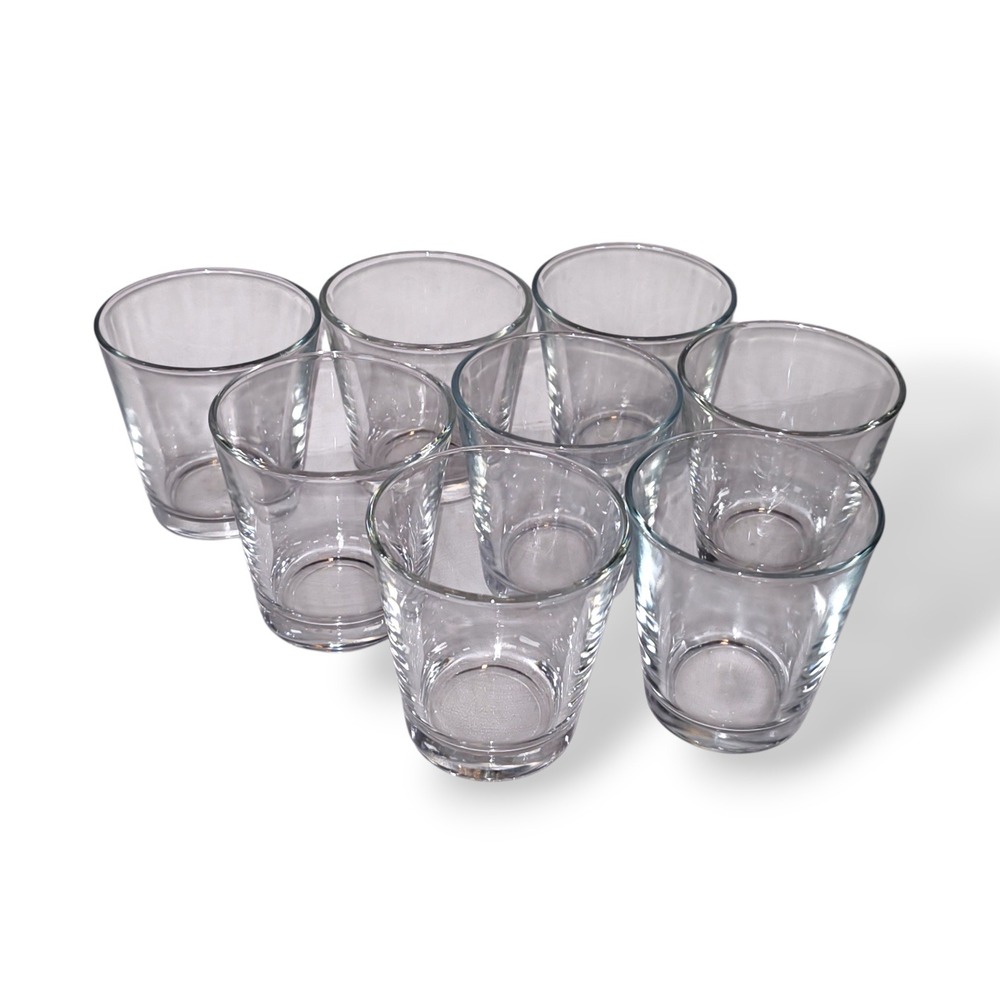 Set of 8 Clear‎ Glass Juice Tumblers 3.25 Inch Stackable Weighted Base Drinking